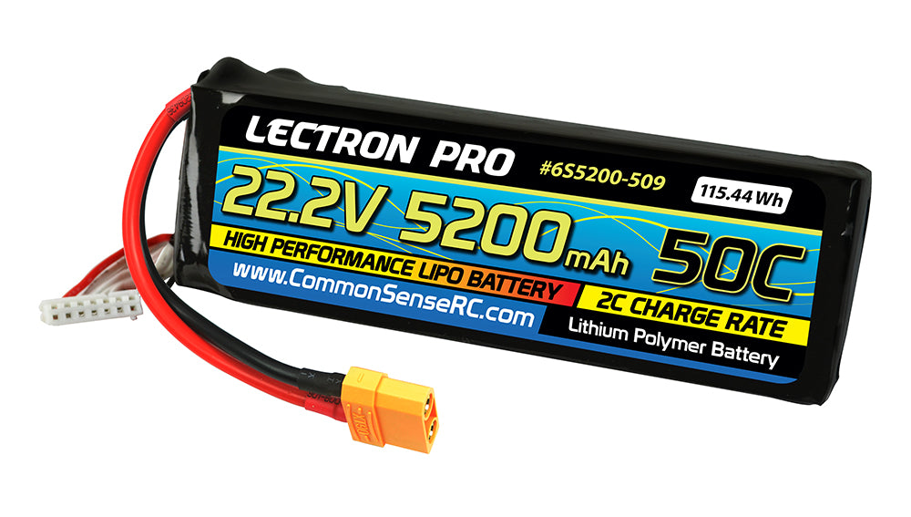 Lectron Pro 22.2V 5200mAh 50C Lipo Battery with XT90 Connector